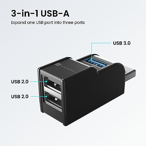 Portronics Mport 3A USB Hub Dock (3-in-1), Multiport Adapter with USB 3.0 & 2-Port USB 2.0, Upto 5 Gbps High Data Transfer Speed for PC, Laptop & Mac (Black) 3