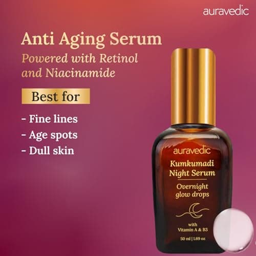 Auravedic Kumkumadi Tailam Retinol Face Serum For Pigmentation and Dark Spot 50ml Niacinamide Serum For Oily Skin Dry Skin Combination Kumkumadi Oil For Face Anti Aging and Pigmentation 3