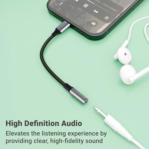 ZEBRONICS LTAux10, Lightning to 3.5 mm Converter, Built-in DAC Chip, Braided Cable, Aluminum Body, Supports Both Mic & Audio, Compatible with iPhone 14 | 13 | 12 | 11 | XS | X | 8 | 7 | 6 | 5 3