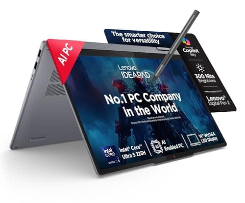 Lenovo IdeaPad 5 2-in-1 Intel Core Ultra 5 225H (16GB RAM/1TB SSD/14 (35.5cm)/WUXGA IPS/AI PC/Windows 11/Office Home 2024/Lenovo Digital Pen 2/1Yr ADP/Grey/1.6Kg), 83KR000HIN Convertible Laptop