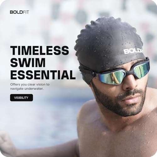 Boldfit Swimming Cap Goggles with Ear & Nose Plug Set for Men Swimming Cap & Goggles for Women Combo with Anti Fog Adjustable Strap for Training Set Black 2
