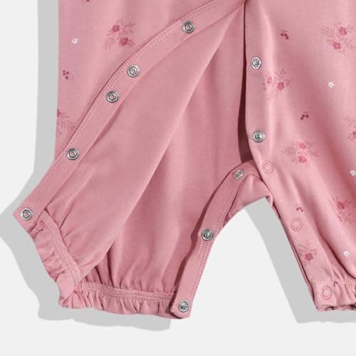 Mothercare Girls Arctic Berry Printed Short Sleeve Rompers | Pink/Cream Baby Jumpsuits | Soft Cotton Infant Bodysuits for Summer Play (Pack of 2) 5