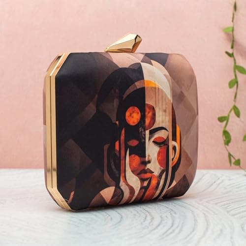 Artklim Colourful Lion Printed Clutch for Women – Designer Hard Case Party Clutch with Detachable Chain Strap | Luxury Evening Handbag for Weddings, Parties & Festive Occasions 3