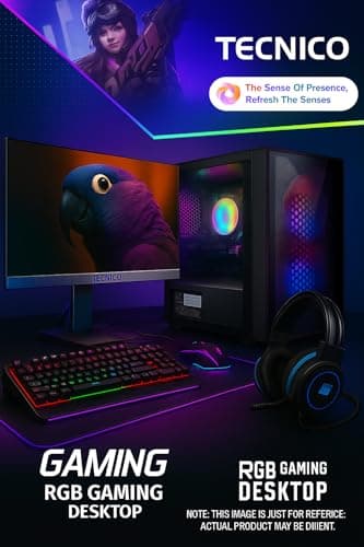 TECNICO Gaming Desktop PC Set, Core i7 3rd Gen, 16GB DDR3 RAM, 256GB SSD, 22-inch IPS Monitor, RGB Keyboard and Mouse, 5G WiFi 6