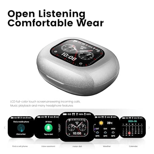 Wireless Open Ear Earbuds 70hrs Bluetooth 5.4 Ear buds Sport, Multi-functional Headphones 2025 New Intelligent Touch Screen Ultra Comfy Over Ear Earbuds with Earhooks, IPX5 Waterproof for Exercise 2