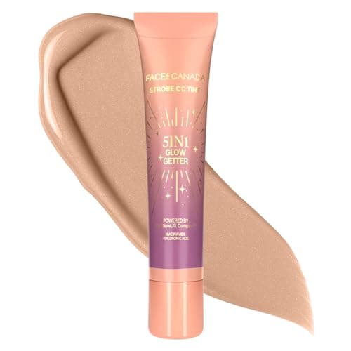 FACES CANADA Strobe CC Tint Mini - Sunset Glaze 02, 18ml | 5-in-1 Serum + Moisturizer + Primer + BB/CC Cream + Strobe Cream | Lightweight | Radiant Dewy Glass Skin Glow | Niacinamide & Hyaluronic Acid