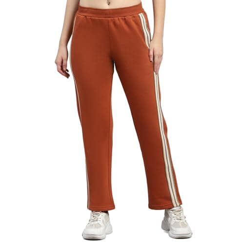Monte Carlo Womens Regular Fit Solid Elastic Mid Rised Lower |Stretchable Track Pant for Ladies | Comfortable Casual Wear Jogger | Stylish Activewear Bottom for Women Rust M (Pack of_1)