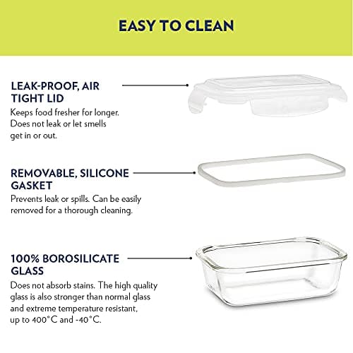Borosil Klip n Store 640ml Rectanglular Food Storage Container with Airtght Glass Lid | Made in India Borosilicate Glass Container for Lunchbox | Microwave & Dishwasher Safe | Transparent 5