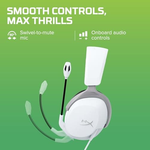 HyperX CloudX Stinger 2 Core - Official Xbox Licensed Gaming Headset, Lightweight Over-Ear headsets with mic, Swivel-to-Mute Function, 40mm Drivers (6H9B7AA), White 4