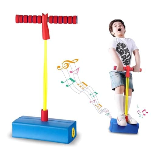 WireScorts Training Foam Pogo Stick | Bungee Jumper Balance Game with Squeaky Sounds | Indoor & Outdoor Play – Durable Foam Base, Squeaky Sounds – Gifts for 3-12 Year Old Boys Girls - Multi Color