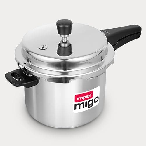 Impex 5 Litre Aluminium Pressure Cooker With Outer Lid | Induction And Gas Stove Compatible Pressure Cooker For Healthy Cooking | ISI Certified | 5 Years Warranty, Silver