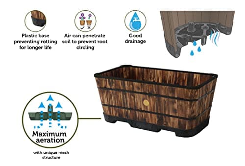 VegTrug Wood Trough Planter (Burnt Oak, Large), 1 Piece, 92 Cm X 50 Centimeters 5