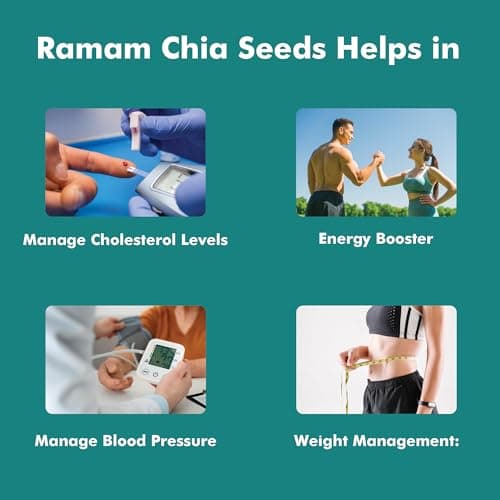 Ramam Chia seeds 1kg For Weight Management | Natural Chia Seeds for Eating - Rich in Omega 3| High Protein seeds | Gluten Free |Helps in Manage Cholesterol level & Blood Pressure - 500g(Pack of 2) 2