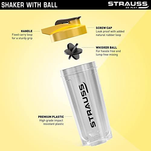 Strauss Energy Shaker Bottle, White Shade, (Yellow) 4
