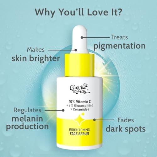 Chemist At Play 10% Vitamin C Serum for Glowing Skin | Pigmentation & Dark Spots | Skin Brightening Face Serum | With Ethyl Ascorbic Acid, Lactic Acid & Glucosamine | For Men & Women | 30 ml 5