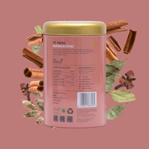 OT India Masala Chai Tin - Premium Mix of 7 Spices | Masala Spices Tea - Strong, Natural & Aromatic Flavour Tea (170 gm x Pack of 2) 2