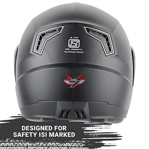 Steelbird SBA-7 7Wings ISI Certified Flip-Up Helmet for Men and Women with Inner Smoke Sun Shield (X-Large 620 MM, Dashing Black) 6