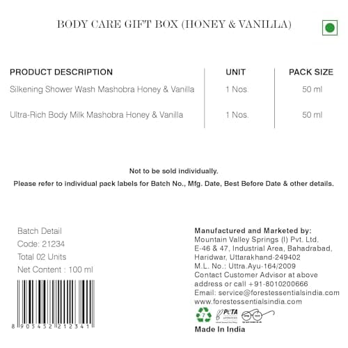 Forest Essentials Luxury Bath & Body Gift Set | Honey Vanilla Scented | Body Wash and Body Lotion 4