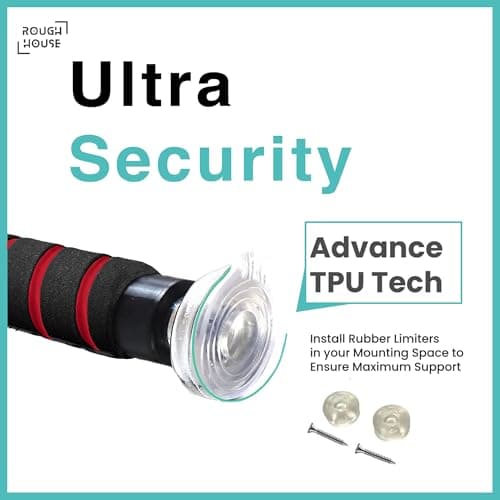 Roughhouse Pull Up Bar for Home Workout | No Screw Doorway Chin Up Bar | 100 KG Capacity | Adjustable 62–82 CM | Height Increase Bar for Men, Women & Kids | Anti-Skid Foam Grip 4