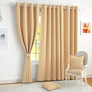 Story@Home 100% True Blackout Window Curtains 5 Feet Long Set of 1 | Plain Design | Room Darkening Curtain | Thermal Insulated Curtains for Living Room, Bedroom | (116 x 152 cm, Tan)