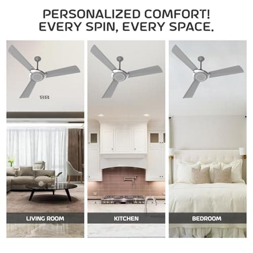 Polycab Superb Neo Star Rated, 1200mm Ceiling Fan For Home | High Speed & Air Delivery | Saves Up To 33% Electricity, 100% Copper, Rust-Proof Blades, 52 Watt, 2 years warranty【Cool Grey Silver】 5