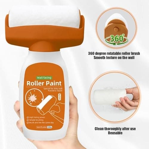 Multifunction Wall Repair Roller Paint 500g Crack Concealer Tool with Water-Based Latex DIY Renovation Roller Brush for Home Walls Ceiling Easy to Use Quick Fix Painting Solution 3