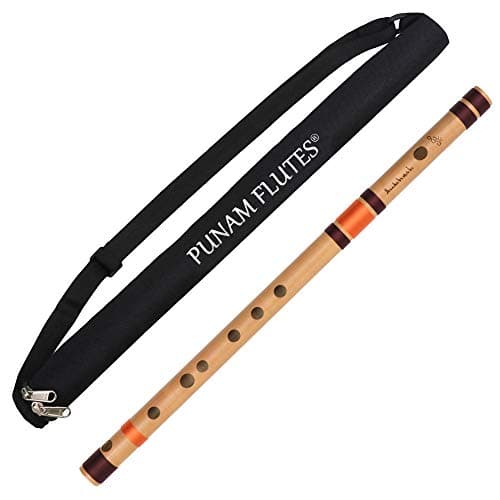 Punam Flutes D Sharp Medium Right Hand Bamboo Flute/Bansuri Size 16.3 Inches 2
