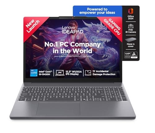 Lenovo IdeaPad Slim 3 13th Gen Intel Core i5-13420H 15.3 inch (38.8cm) WUXGA IPS Laptop (16GB RAM/512GB SSD/Windows 11/Office 2024/Top Metal Cover/Backlit KB/Luna Grey/1.6Kg), 83K101JEIN