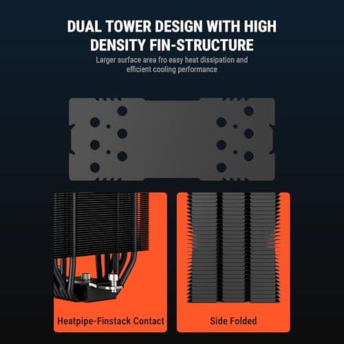 Ant Esports V8 Digital CPU Air Cooler CPU Fan with LED Temperature Display & ARGB|2x120mm FANs| Support Intel - LGA1851 / 1700/1200 AMD - AM5 / AM4 3