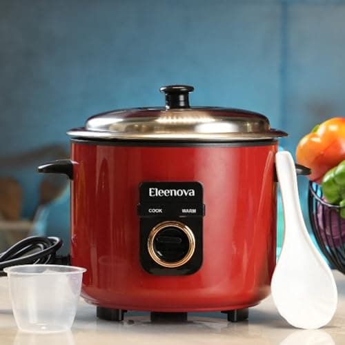 Eleenova Rice Cooker 1.0L – Keep Warm, Precise Thermostat, Single Stainless Steel Bowl, Detachable Cord, 1-Year Warranty – Compact & Versatile Cooker for Indian Kitchen