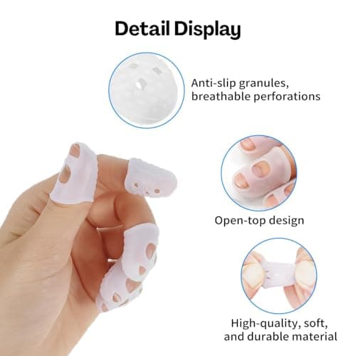 Flavizo 10 Pcs Silicone Guitar Finger Protector, Transparent Soft Flexible Picks Caps for Acoustic and Electric Bass Practice, Comfortable Fingertip Guards for Guitarists 3