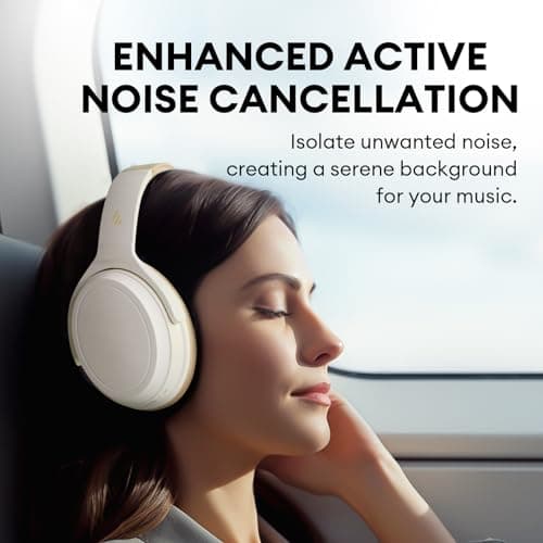 Edifier Wh700Nb Active Noise Cancelling Headphones - 68H Playtime - Ai Call Noise Cancellation - Dual Device Connection - Lightweight & Foldable Design - Fast Charge - Bluetooth 5.3 - Ivory - On Ear 2