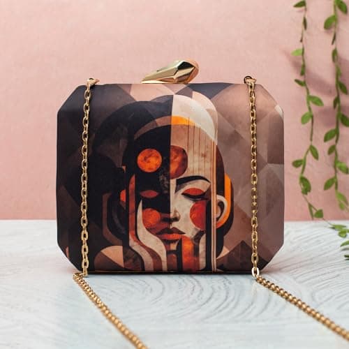 Artklim Colourful Lion Printed Clutch for Women – Designer Hard Case Party Clutch with Detachable Chain Strap | Luxury Evening Handbag for Weddings, Parties & Festive Occasions 2