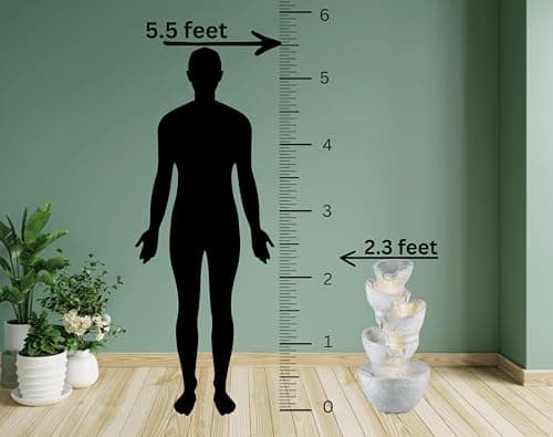 EXPLEASIA Stacked Pot Water Fountain | Indoor Home Garden Office Vastu Decor | White | Waterfall 73x40x40 cm 5