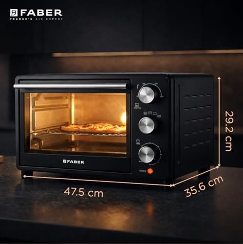 Faber FOTG 24L Neo|1500 Watts OTG|Bake,Toast, Grill| 4 Stage Functions,Upper & Lower Heating|Cool-Touch Handle, Heat Resistant Glass, Indicator Light, Auto-Shut, Ready Bell| Removable Crumb Tray 2
