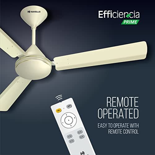 Havells 1200mm Efficiencia Prime BLDC Motor Ceiling Fan | 5 Star with Remote, 100% Copper | Upto 53% Energy Saving, High Air Delivery, 2 Year Warranty, Inverter Friendly, Timer | (Pack of 1, Bianco) 5