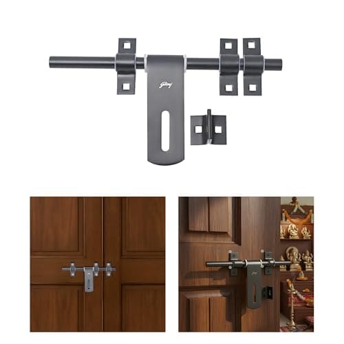 Godrej Door Fittings | Aldrop for Main Door (10 inch, Matte Black) | Premium SS Latch/Kadi for Left or Right Handed-Doors | Aldrops for Double Doors, Home, Bedroom, Puja Room | Size 250 X 14 mm
