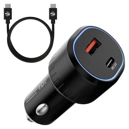 Zebronics 52 Watts Car Charger, Dual Output - USB (22W),Type C (30W), Included 1m Type-C 60W Cable, Rapid Charge, PPS Tech, Compact Design, for Smartphones, iPhones, Tablets, Earbuds (CC52)