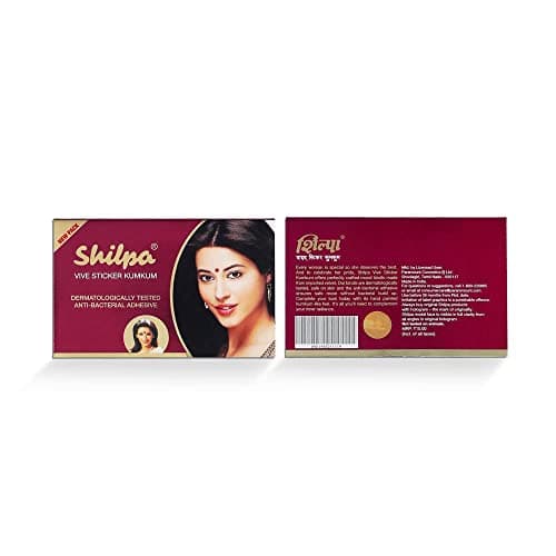 SARANSH Creation Shilpa Vive Bindi Kumkum (Pack of 15) Dermatologically Tested Bindi (DEEP RED, 6) 2