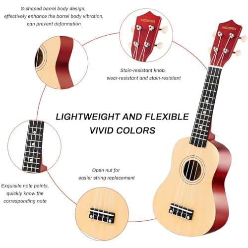 MOSEN Ukulele Beginner 21 Inch All in One Kit (Natural Wood) 3