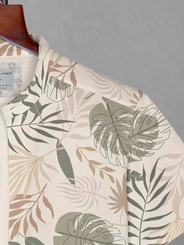 BULLMER Cotton Blend Trendy Clothing Set With Shirt & Pants Co-Ords For Men Beige/Beige Large, Printed 5