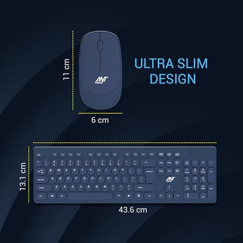 Ant Value FKBRI05 Wireless Keyboard Mouse Combo - 2.4Ghz Aesthetic Quiet Keyboard and Mouse Wireless - 104 Keys Full Size Ultra-Thin Keyboard for Laptop, Computer, PC, Notebook, Windows, Mac OS (Blue) 3