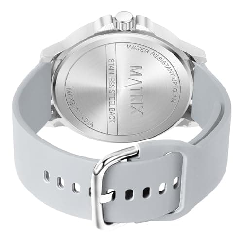 Matrix Antique 2.0 Day & Date Softest Silicone Strap Analog Watch for Men & Boys (Grey) 5
