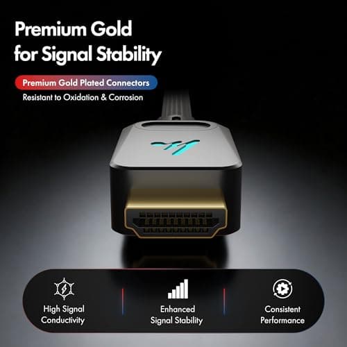LED HDMI Cable V2.1 with Ethernet, Wozoyo 8k@60Hz,4K@120Hz UHD Resolution,3 Mtr braided, 48 Gbps transfer Ultra high Speed,HDR/HDR10/Dolby Vision,Dolby Atmos and DTS:X,Compatible with all HDMI Devices 5