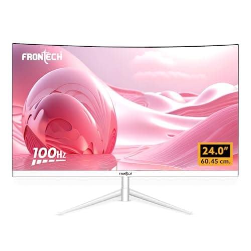 FRONTECH Ultima Series 24 Inch Curved LED Monitor| Refresh Rate 100Hz, VA Panel, 1800R Curve | Full HD 1080p, Bezel Less Design | HDMI & VGA Ports (MON-0080, White)