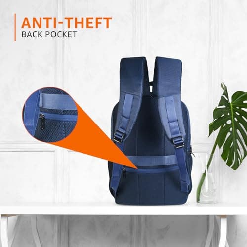 Amazon Basics 15.6 Inch Smart Laptop Backpack with USB Charging Port, Anti-Theft Pocket, Accessories Organizer, Lightweight Travel Backpack (Blue) 3