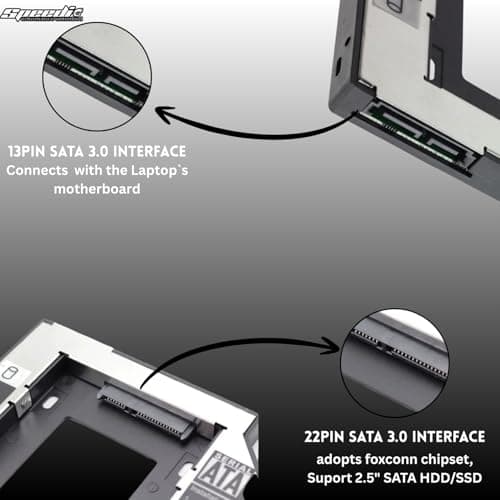 Speedio SATA 2nd HDD Caddy for Laptop | SSD & HDD Enclosure Adapter | Slim Optical Bay Hard Drive Tray | High-Speed Transfer | 2nd Hard Drive Adapter for Laptop | Pack of (12.7MM) 4