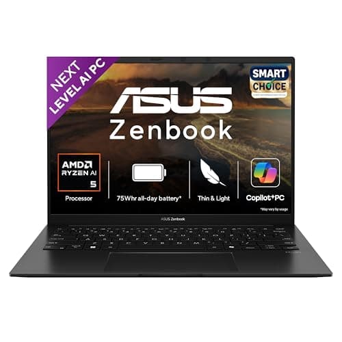 ASUS Zenbook 14, Smartchoice,AMD Ryzen AI 5 340, AI PC(AMD Radeon Graphics/16GB RAM/512GB SSD/3K OLED/14/120Hz/Windows 11/M365 Basic (1Year)*/Office Home 2024/Jade Black/1.2 Kg) UM3406KA-PP240WS