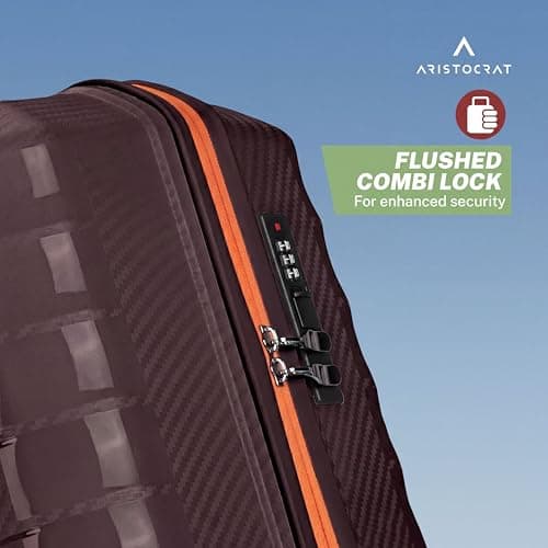 Aristocrat Altitude 8 Wheel Large Size (Check-in) Hard Case Trolley Bag | Combination Lock |Tough and Durable Polypropylene Luggage | 3 Year International Warranty| 78 CM Suitcase for Travel| Brown 4