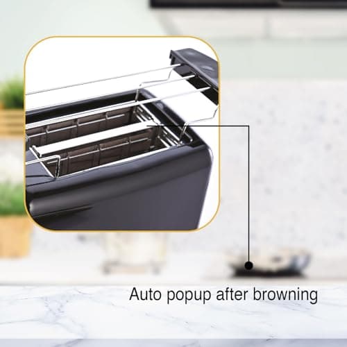 Usha iToast 2 Slice Pop Up Toaster | 650 Watt | 6 Browning Settings | Cool Touch Body | Croissant/Bun Warmer | Automatic Bread Centering for Uniform Browning | 2 Years Warranty (Black) 4